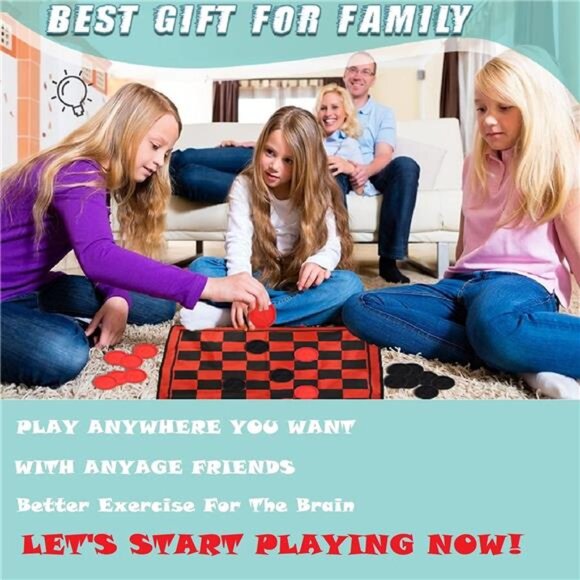 Giant Checkers Game Set,Super Tic Tac Toe,Including Reversible Rug - Picture 6 of 8
